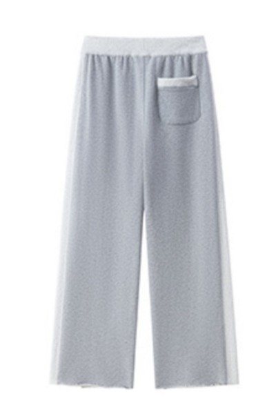 Women Fall 100% Cotton Wide Leg Raw Hem Pocket Sweatpants