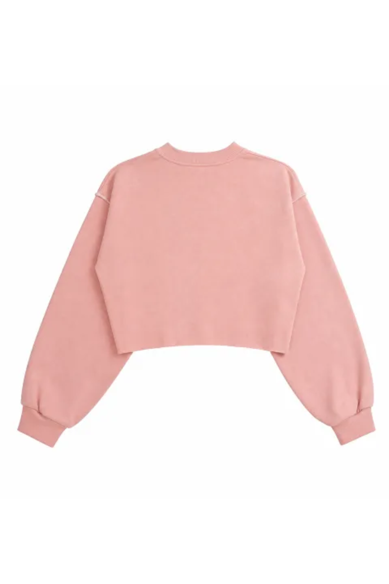 Women Spring Raw Hem Exposed Seam Cropped Sweatshirt