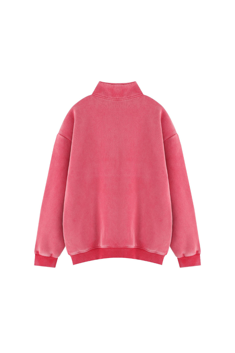 Women Fall Clothing Warm Fleece Vintage Half Zip Sweatshirt