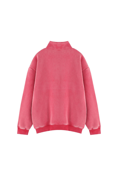 Women Fall Clothing Warm Fleece Vintage Half Zip Sweatshirt