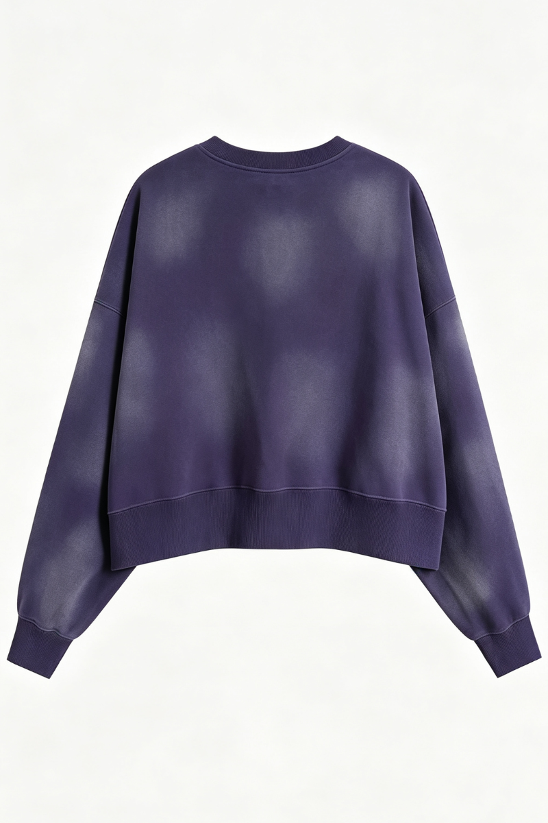 Women's Fall Vintage-Wash Cropped Crewneck Sweatshirt