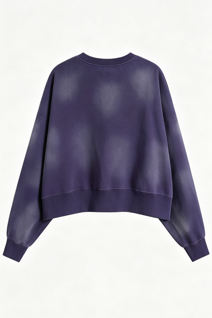 Women's Fall Vintage-Wash Cropped Crewneck Sweatshirt