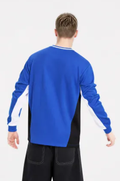 Men Spring Mesh Color Block Long Sleeve Soccer Jersey