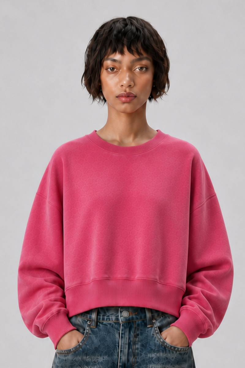 Women's Fall Dazzling-Wash Cropped Crewneck Sweatshirt