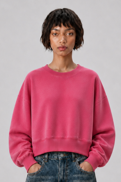 Women's Fall Dazzling-Wash Cropped Crewneck Sweatshirt