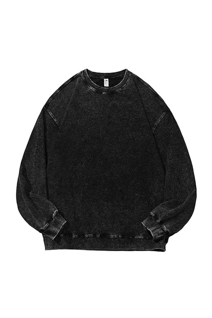 Unisex Fall Washed Vintage Raglan Crew Neck Sweatshirt