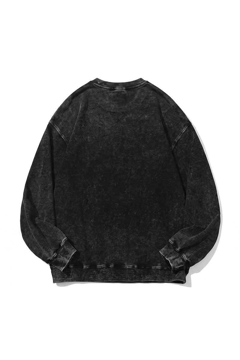 Unisex Fall Washed Vintage Raglan Crew Neck Sweatshirt