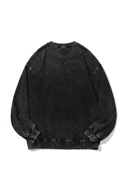 Men Fall Washed Vintage Raglan Crew Neck Sweatshirt