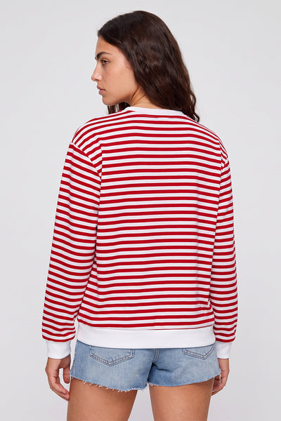 Unisex Fall Clothing Christmas Bow Striped Sweatshirt