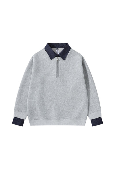 Men's Fall Winter Half-Zip Layered Preppy Sweatshirt