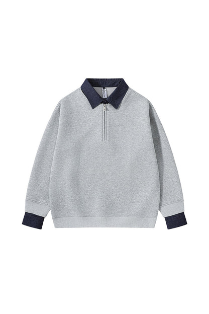 Men's Fall Winter Half-Zip Layered Preppy Sweatshirt