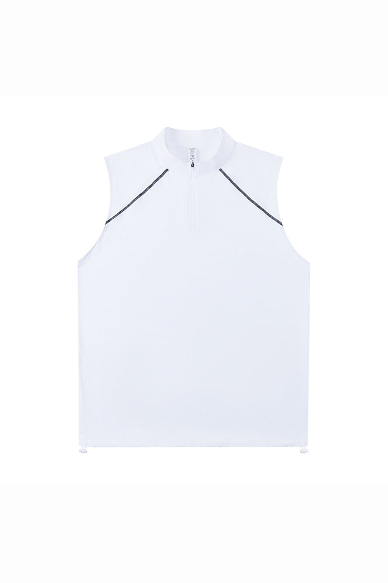 Men's Summer Half-Zip Stand-Collar Athletic Tank Top