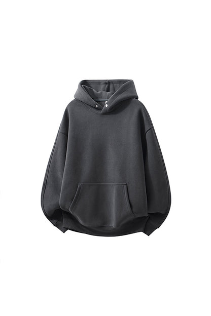 Unisex Fall Snap-Button Fleece Kangaroo-Pocket Hoodie