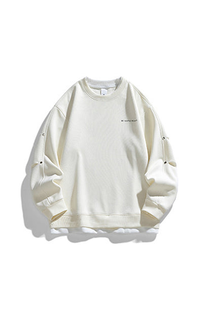 Men's Fall Winter Layered Snap-Button Crewneck Sweatshirt