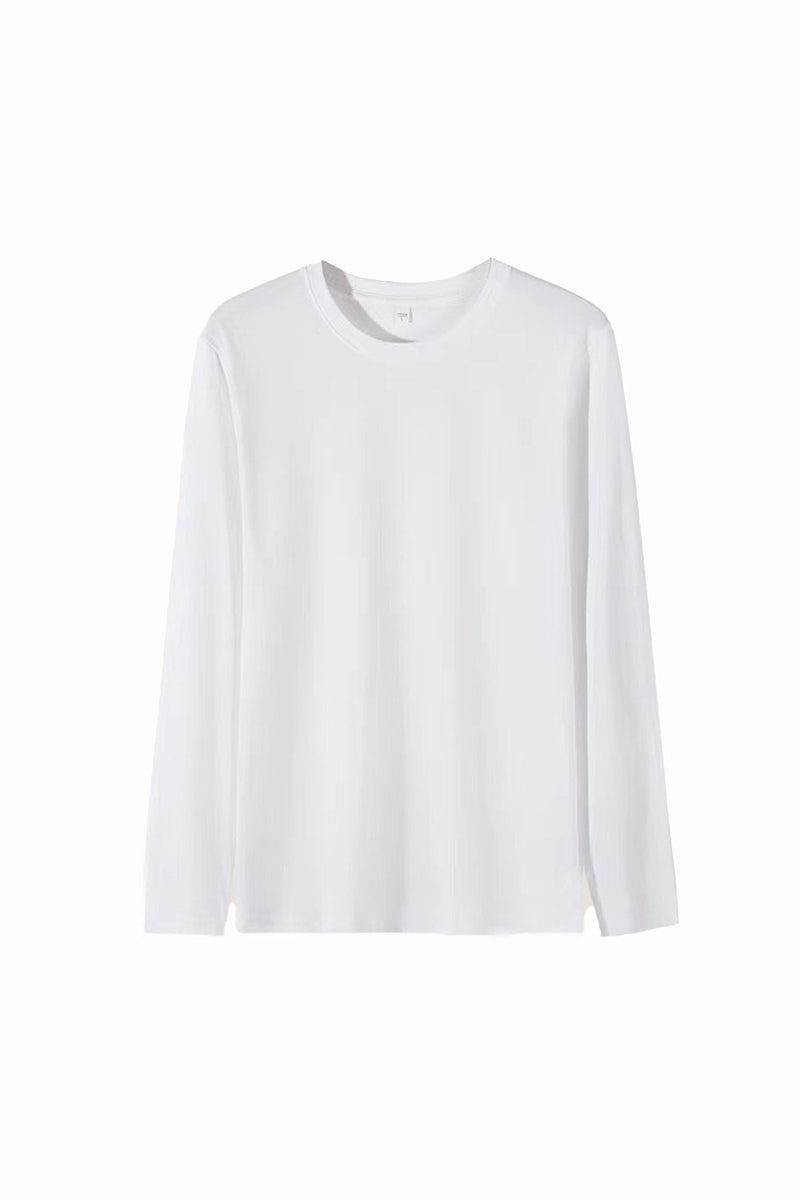 Men's Fall Combed Cotton Solid Crewneck Long-Sleeve T-Shirt