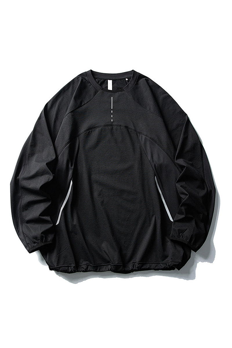 Women Fall Mesh Spliced Crew Neck Sports Long Sleeve Top