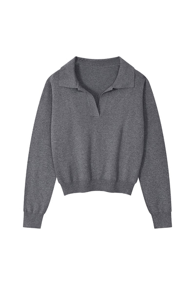 Unisex Fall Clothing 420G Cropped Polo Collar Knit Sweater