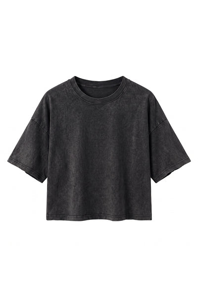 Women's Summer Washed Vintage Relaxed Crop T-Shirt