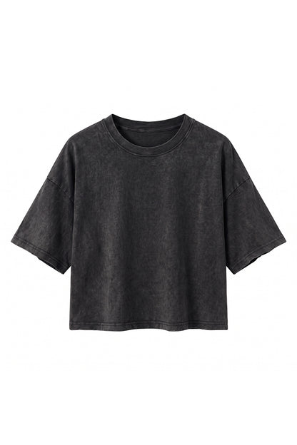 Women's Summer Washed Vintage Relaxed Crop T-Shirt