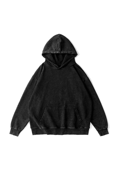 Unisex Fall Winter Vintage Washed Oversized Pocket Hoodie