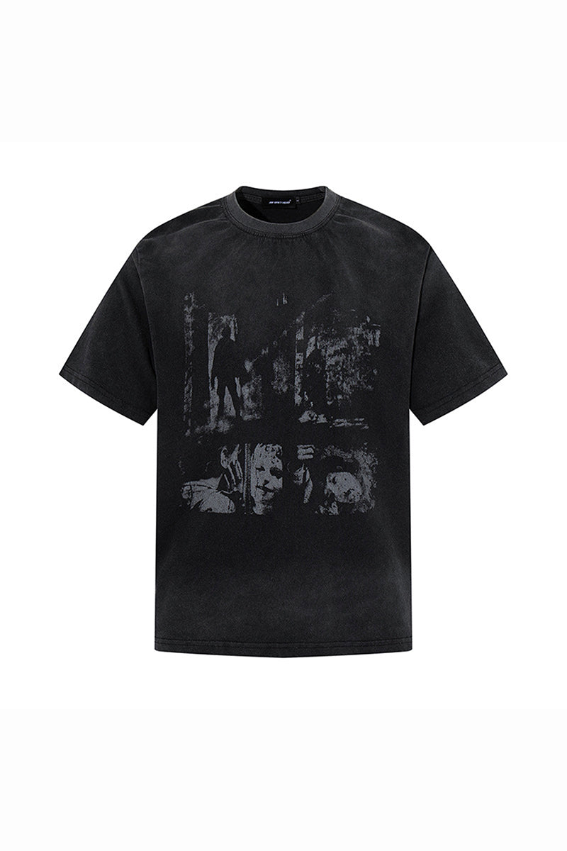 Women's Summer Washed High Street Print Oversized Set-in Tee
