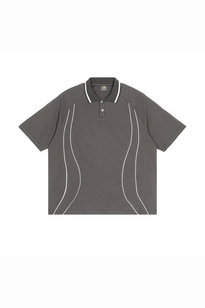 Men's Street Boxy Contrast Piping Short Sleeve Cotton Polo