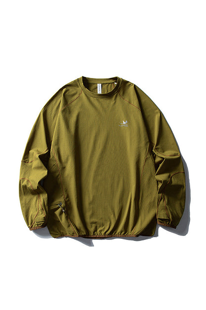 Men Fall Contrast Stitch Crew Neck Long Sleeve Top