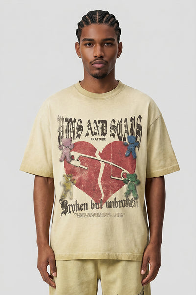 Men's Summer Broken Heart Graffiti T-Shirt