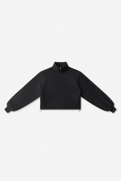 Women's Fall Winter Half-Zip Cropped Drawstring Sweatshirt
