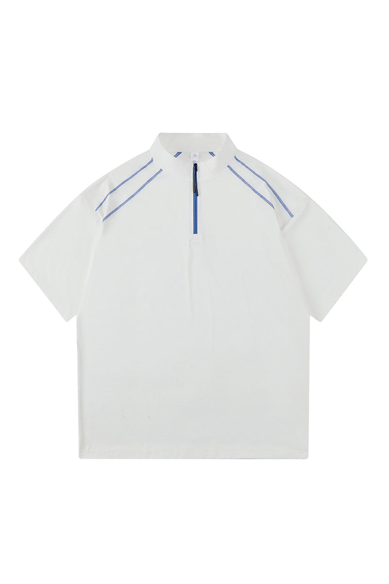 Men's Summer Half-Zip Stand-Collar Stretch Athletic T-Shirt