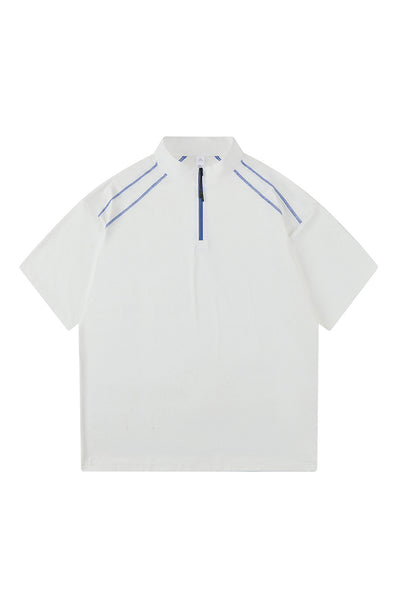 Men's Summer Half-Zip Stand-Collar Stretch Athletic T-Shirt