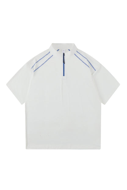 Men's Summer Half-Zip Stand-Collar Stretch Athletic T-Shirt