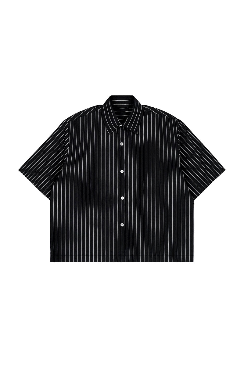 Men's Summer Cropped Vertical-Stripe Stretch Casual Shirt