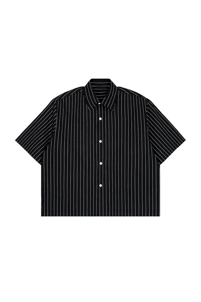 Men's Summer Cropped Vertical-Stripe Stretch Casual Shirt