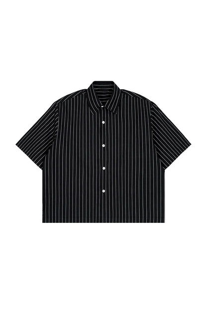 Men's Summer Cropped Vertical-Stripe Stretch Casual Shirt