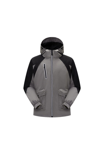 Men's Fall Winter Ripstop Colorblock Outdoor Hooded Jacket