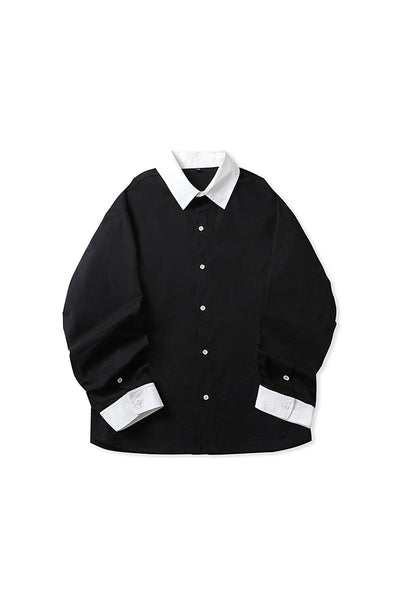 Men's Spring Colorblock Collared Button-Down Shirt