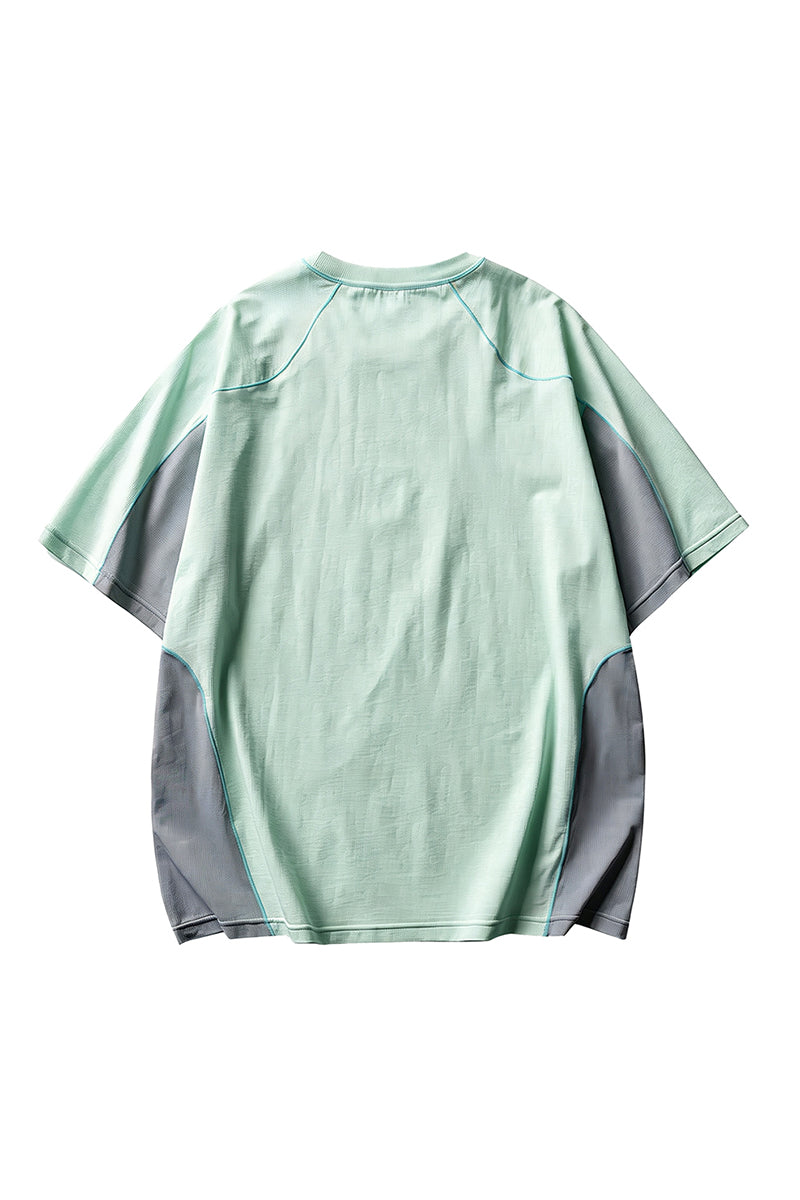 Men Summer Color Block Quick Dry Sports T Shirt