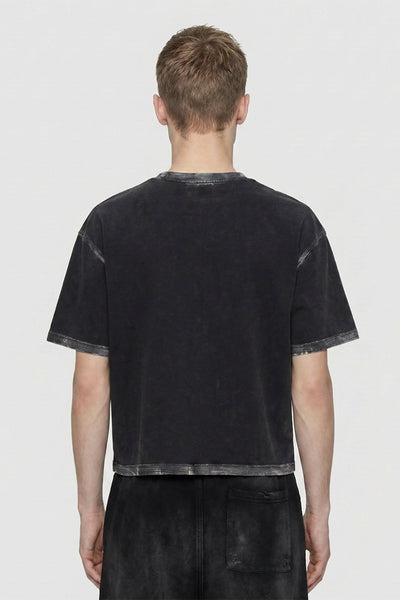 Men's Summer Hand-Painted Washed Cropped Cotton T-Shirt