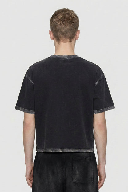 Men's Summer Hand-Painted Washed Cropped Cotton T-Shirt