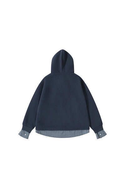 Men's Fall Winter Plaid-Layered Preppy Pullover Hoodie