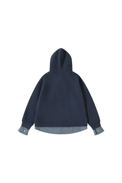 Men's Fall Winter Plaid-Layered Preppy Pullover Hoodie