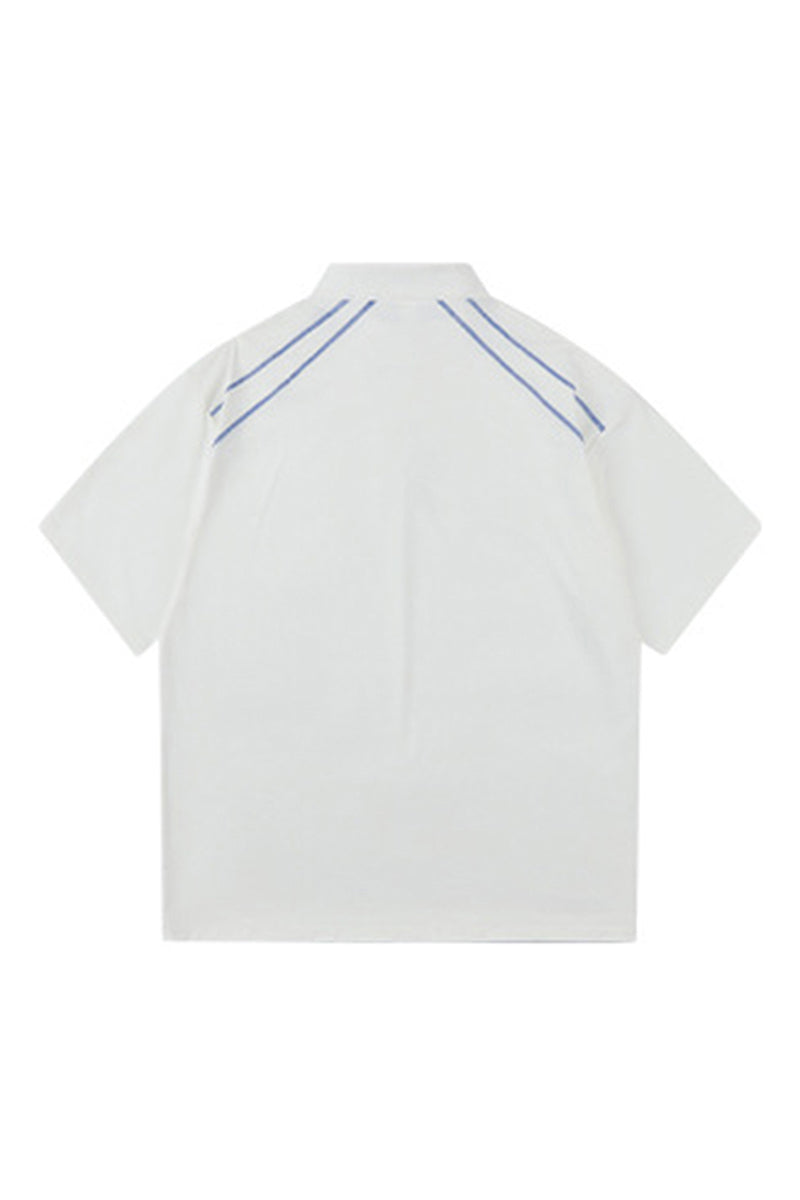 Men's Summer Half-Zip Stand-Collar Stretch Athletic T-Shirt