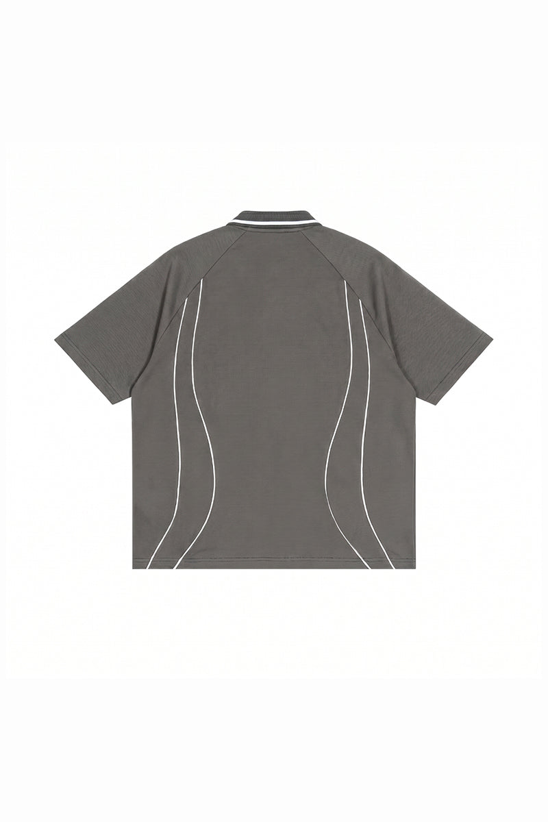 Men's Street Boxy Contrast Piping Short Sleeve Cotton Polo