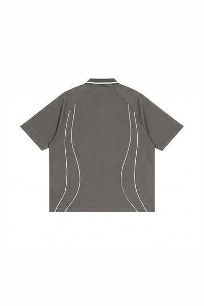 Men's Street Boxy Contrast Piping Short Sleeve Cotton Polo