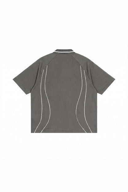 Men's Street Boxy Contrast Piping Short Sleeve Cotton Polo