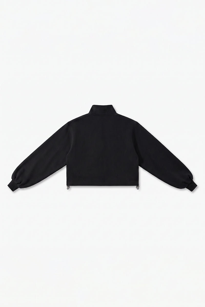 Women's Fall Winter Half-Zip Cropped Drawstring Sweatshirt