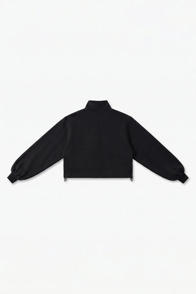Women's Fall Winter Half-Zip Cropped Drawstring Sweatshirt