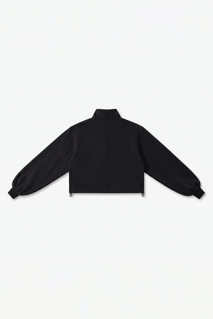 Women's Fall Winter Half-Zip Cropped Drawstring Sweatshirt