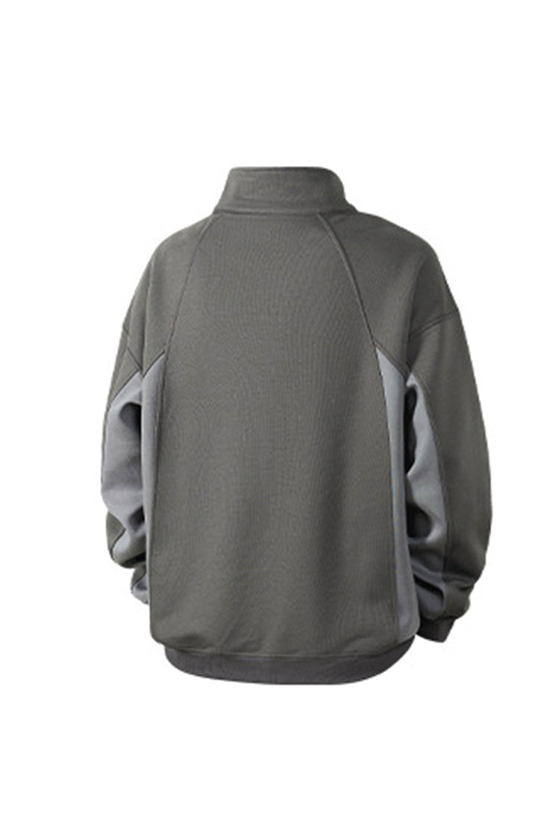 Men's Fall Winter Snap-Button Colorblock Collar Sweatshirt